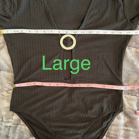 Love Cameron Black Long Sleeve Deep V-Neck Embellished Bodysuit Snap Chic comfy - Picture 10 of 11